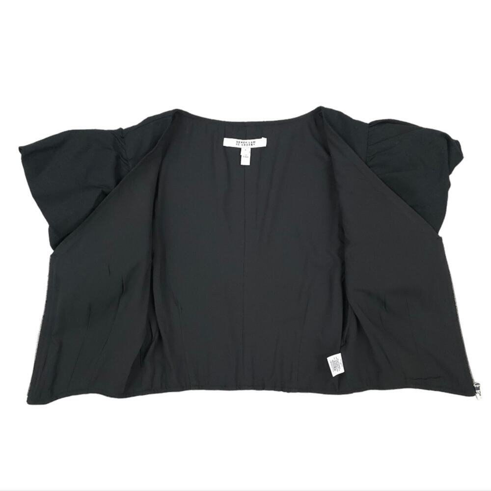 NWOT Derek Lam 10 Crosby Genna Puff Sleeve Front Zip Linen Blend Top Cropped - Picture 4 of 10